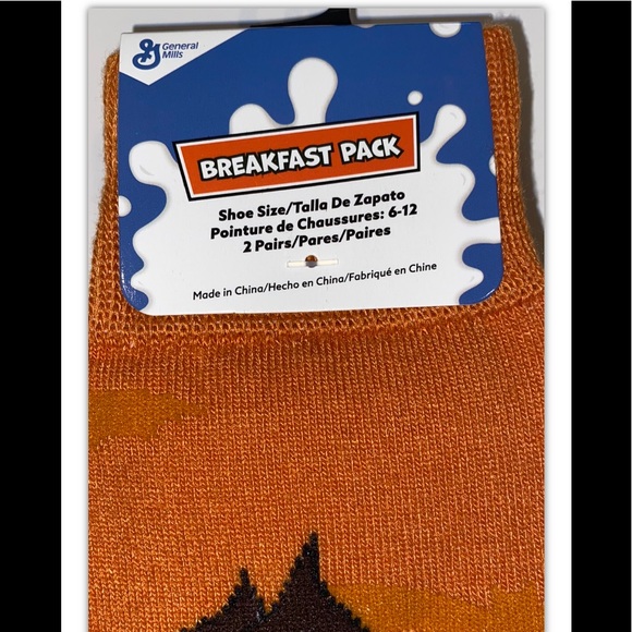 Count Chocula Crew Socks 2 Pair Men 6-12 Orange Brown w Monster Cereal Breakfast - Picture 2 of 12